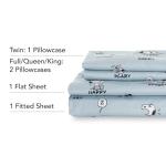 Berkshire Blanket Peanuts® Kids Sheet Set, Twin Size - 3 Pieces, Peanuts® Snoopy Different Emotion Sheet Scale Murky Blue, Cute Character Snoopy Printed Soft Microfiber Bed Sheets