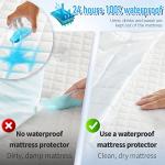 HYLEORY Queen Size Waterproof Mattress Pad Protector, Breathable Quilted Mattress Cover Noiseless Waterproof Fitted Sheet Mattress Topper Upto 21" Deep Pocket, Black