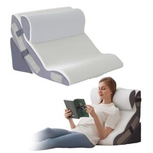 Ahpmeoa 3PCS Wedge Pillow Set for After Surgery, Back Pillow for Bed Sitting up, 6-in-1 Foam Wedge Pillow for Acid Reflux & Back Pain Relief, Post Surgery Pillow for GERD & Snoring, White