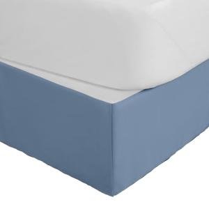 Martex King Size Inverted Pleat Bedskirt - 15” Drop - Pleated Bed Skirt - Hotel Luxury Style - Easy Care - Microfiber Bed Skirt – Blue