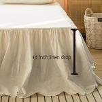 Simple&Opulence Belgian Linen Bed Skirt with Classic 14 inch Tailored Drop Dust Ruffle, Easy Fit Breathable Premium Natural Flax- Pleated White, Queen
