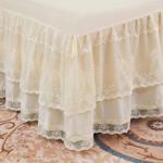 Double Lace Bed Skirt for Queen Bed - 17in. Drop, Easy Fit Ruffle Bedskirt Wrap Around Bed Skirt, Anti Wrinkle & Fade Resistant