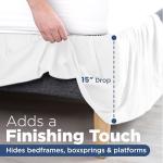 Martex Twin Ruffle Bed Skirt | Easy Fit Bed Skirts | Microfiber Bed Skirt | 15 Inch Drop | Hotel Quality Bedskirt | White