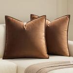MIULEE Pack of 2 Brown Decorative Velvet Throw Pillow Cover Soft Pillow Cover Soild Square Cushion Case for Sofa Bedroom Car 18x 18 Inch 45x 45cm