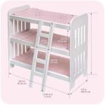 Badger Basket Triple Doll Bunk Bed - Pink Gingham Stackable Sleep Set with Ladder, Personalized Name Kit, and Bedding - Fits 14 to 20 Inch Dolls for Pretend Play and Display