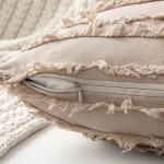 MIULEE Set of 2 Decorative Boho Throw Pillow Covers Linen Striped Jacquard Pattern Cushion Covers for Sofa Couch Living Room Bedroom 18x18 Inch Beige