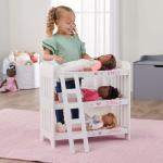 Badger Basket Triple Doll Bunk Bed - Pink Gingham Stackable Sleep Set with Ladder, Personalized Name Kit, and Bedding - Fits 14 to 20 Inch Dolls for Pretend Play and Display