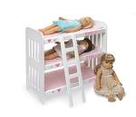 Badger Basket Triple Doll Bunk Bed - Pink Gingham Stackable Sleep Set with Ladder, Personalized Name Kit, and Bedding - Fits 14 to 20 Inch Dolls for Pretend Play and Display