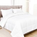 Elegant Comfort 3-Piece Stripe Cotton Comforter Set - 100% Egyptian Cotton Premium Hotel Quality - Box Stitched, All Season Down Alternative Duvet Insert with Corner Tabs, Queen, White
