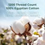HYPREST 100% Egyptian Cotton Sheets Queen Size - 19 Inch Extra Deep Pocket Queen Sheets, 1200 Thread Count Long Staple Cotton White,Sateen Weave,Soft Durable&Hypoallergenic - 5 Star Hotel Luxury
