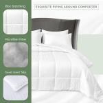 Elegant Comfort 3-Piece Stripe Cotton Comforter Set - 100% Egyptian Cotton Premium Hotel Quality - Box Stitched, All Season Down Alternative Duvet Insert with Corner Tabs, Queen, White