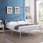 VECELO 14" Queen Size White Metal Platform Bed Frame with Headboard,Premium Steel Slat Support/No Box Spring Needed/Noise-Free/Easy Assembly
