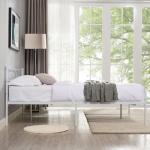 VECELO 14" Queen Size White Metal Platform Bed Frame with Headboard,Premium Steel Slat Support/No Box Spring Needed/Noise-Free/Easy Assembly