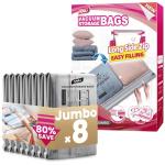 TAILI 8 Pack Vacuum Storage Bags, Jumbo Size 39x28 inch, LONG SIDE ZIP Vacuum Seal Bags for Beddings, Extra Large Storage Space Saver for Clothing, Comforters, Blankets, Pillows