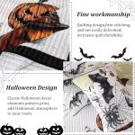Cmfshape Halloween Quilt Set Bedspread Set,3 Piece Queen Size Halloween Bat Black Cat Pumpkin Crow Ghost Owl Themed Bedding Set,Reversible Coverlet Set with 2 Pillow Shams (Queen 90"x90")