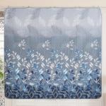 WONGS BEDDING Blue Quilt Set Queen Size,3 Pieces Navy Blue Floral Bedspread Coverlet Set,Soft Microfiber Lightweight Grayish Blue Gradient Floral Bedding Set Queen 96"x90"