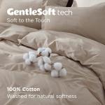 Bedsure 100% Washed Cotton Duvet Cover Queen Size - Frosted Almond Minimalist Cotton Duvet Cover Linen Like for All Seasons - GentleSoft™ Plain Simple Bedding, 3 Pieces, Frosted Almond, Queen, 90"x90"