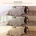 Bedsure 100% Washed Cotton Duvet Cover Queen Size - Frosted Almond Minimalist Cotton Duvet Cover Linen Like for All Seasons - GentleSoft™ Plain Simple Bedding, 3 Pieces, Frosted Almond, Queen, 90"x90"