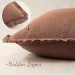 MIULEE Decorative Throw Pillow Covers Neutral Linen Fringe Throw Pillows Set of 2 Brick Boho Farmhouse Cushion Covers with Tassels for Couch Sofa Bed Living Room Spring Home Decor 18x18 Inch