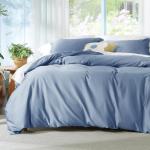 Bedsure Cooling Duvet Cover King Size - Moisture Wicking and Silky Eucalyptus Lyocell Cotton Hybrid Comforter Cover Set for Hot Sleeper - Buttery Soft and Breathable, Cooling Bedding Set, Slate Blue