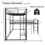 PVWIIK Triple Bunk Bed with Built-in Ladder and Full-Length Guardrails for 3 Kids,Metal L-Shaped Bunk Bed,Space Saving Design, No Box Spring Needed, Black