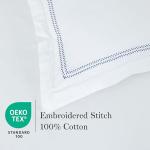 Dreamology White Duvet Cover Luxury Hotel-Quality 100% Cotton Sateen T300 Embroidered Duvet Cover with 2 Pillow Shams Hypoallergenic Button Closure 3 Pieces Duvet Covers Set, Comforter Not Included