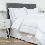 Dreamology White Duvet Cover Luxury Hotel-Quality 100% Cotton Sateen T300 Embroidered Duvet Cover with 2 Pillow Shams Hypoallergenic Button Closure 3 Pieces Duvet Covers Set, Comforter Not Included