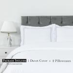 Dreamology White Duvet Cover Luxury Hotel-Quality 100% Cotton Sateen T300 Embroidered Duvet Cover with 2 Pillow Shams Hypoallergenic Button Closure 3 Pieces Duvet Covers Set, Comforter Not Included