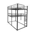 PVWIIK Triple Bunk Bed with Built-in Ladder and Full-Length Guardrails for 3 Kids,Metal L-Shaped Bunk Bed,Space Saving Design, No Box Spring Needed, Black