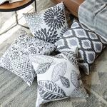Phantoscope Set of 4 New Living Series Grey Throw Decorative Pillow Cover Cushion Cover Geometric-Pattern 18 x 18 inches 45 x 45 cm