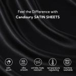 Candoury Satin Sheets Full Size Bed Sheets Set 4 Pcs, Soft and Durable Pillowcase, Flat Sheet and Fitted Sheet, Hotel Luxury Silky Satin Sheets Set (Full, Black)