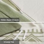 Oli Anderson Boho Duvet Cover Set Queen Size, Beige and Sage Green Color Clash 3 Pieces Microfiber Bedding Set, Durable and Super Soft Duvet Covers with Zipper and Ties, 90"*90"