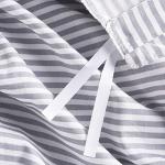 Wake In Cloud - Striped Cotton Duvet Cover Set, Ticking Stripe Pinstripe Farmhouse, 100% Cotton Bedding Set, 3 Pieces, Gray White, Queen Size