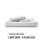 Wake In Cloud - Striped Cotton Duvet Cover Set, Ticking Stripe Pinstripe Farmhouse, 100% Cotton Bedding Set, 3 Pieces, Gray White, Queen Size