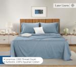LANE LINEN 100% Egyptian Cotton Full Size Bed Sheets Set - 1500 Thread Count, 4 Piece Set - Luxury Sateen Weave Cotton Full Sheet Set - 15" Deep Pocket Full Size Sheets Set - French Blue
