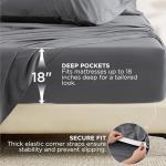 Bedsure Deep Pocket Queen Sheets - 6 Piece, Prewashed Ultra-Soft Queen Sheet Set, Fits Mattresses Up to 18 Inches Thick, Breathable & Secure Fit, Hotel Luxury Bedding, Grey