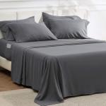 Bedsure Deep Pocket Queen Sheets - 6 Piece, Prewashed Ultra-Soft Queen Sheet Set, Fits Mattresses Up to 18 Inches Thick, Breathable & Secure Fit, Hotel Luxury Bedding, Grey