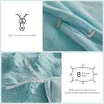 JELLYMONI Plush Duvet Cover Set - Queen Size Light Blue Fur Comforter Cover 3pcs Bedding Set Luxury Ultra Soft Striped Fluffy Duvet Cover with Zipper and 2 Pillowcases (NO Comforter)
