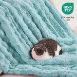 JELLYMONI Plush Duvet Cover Set - Queen Size Light Blue Fur Comforter Cover 3pcs Bedding Set Luxury Ultra Soft Striped Fluffy Duvet Cover with Zipper and 2 Pillowcases (NO Comforter)