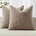 MIULEE Pack of 2 Decorative Throw Pillow Covers Soft Chenille Throw Pillows Solid Textured Cushion Covers for Couch Sofa Bedroom Living Room 18x18 Inch, Light Taupe