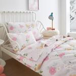 PinkMemory 5pcs Toddler Comforter Set Pink Flowers Bedding Set for Girls Toddler Bed Sheet Set in a Bag Kids Crib Bed Set,1 Quilt Comforter,1 Flat Sheet,1 Fitted Sheet and 2 Pillowcases