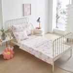 PinkMemory 5pcs Toddler Comforter Set Pink Flowers Bedding Set for Girls Toddler Bed Sheet Set in a Bag Kids Crib Bed Set,1 Quilt Comforter,1 Flat Sheet,1 Fitted Sheet and 2 Pillowcases