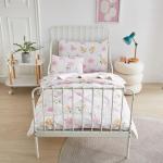 PinkMemory 5pcs Toddler Comforter Set Pink Flowers Bedding Set for Girls Toddler Bed Sheet Set in a Bag Kids Crib Bed Set,1 Quilt Comforter,1 Flat Sheet,1 Fitted Sheet and 2 Pillowcases