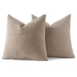 MIULEE Pack of 2 Decorative Throw Pillow Covers Soft Chenille Throw Pillows Solid Textured Cushion Covers for Couch Sofa Bedroom Living Room 18x18 Inch, Light Taupe