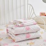 PinkMemory 5pcs Toddler Comforter Set Pink Flowers Bedding Set for Girls Toddler Bed Sheet Set in a Bag Kids Crib Bed Set,1 Quilt Comforter,1 Flat Sheet,1 Fitted Sheet and 2 Pillowcases