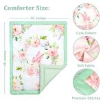CARUILI 4-Piece Crib Bedding Set, Baby Girl Crib Bedding Set Butterflies Floral Nursery Bedding Set Includes Comforter, Fitted Crib Sheet, Crib Skirt, and Diaper Stacker, Green & Pink