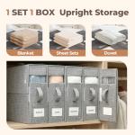 6Pack Sheet Organizers for Linen Closet - King/Queen Size Bedding Storage Boxes with Clear Window, Foldable & Dustproof Linen Organizer for Blankets & Sheet Sets,Grey
