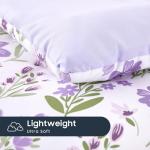 Wake In Cloud - Floral Toddler Bedding Set for Girls, Cute Colorful Botanical Flowers, 4 Pieces Soft Crib Bed Set Including Comforter, Sheets and Pillowcase, Purple White