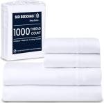 SGI 1000 Thread Count Egyptian Cotton King Sheet Set – Ultra Soft, Deep Pocket 15” Fitted, Breathable & Hotel-Quality,Luxury 4-Piece Premium Bedding Set for Crisp, Durable Comfort – White