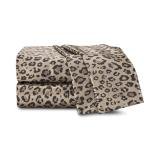 Martex Elegance 4-Piece Satin Sheets Set - King Size, Luxury Hotel Quality, Leopard Print, Silky Soft & Smooth, Brown